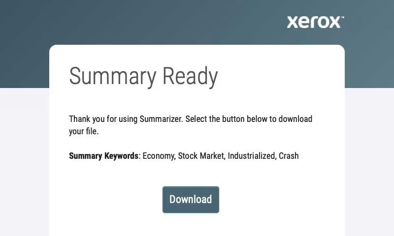 Download-Bildschirm der Xerox® Summarizer-App